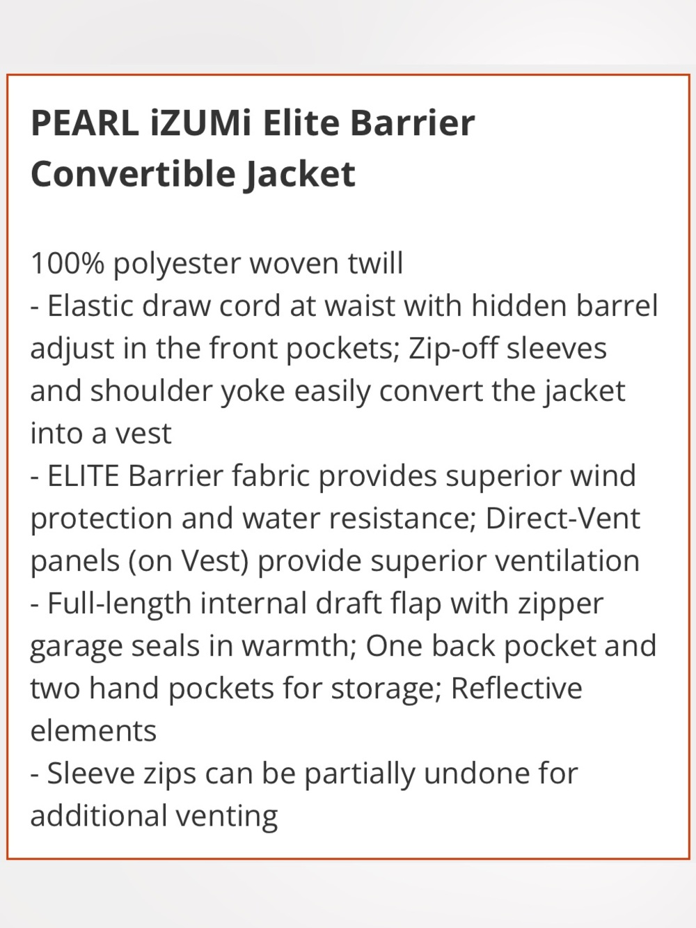 Pearl Izumi Elite Barrier Jacket - Picture 9 of 9